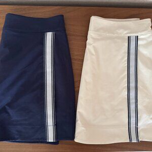2  Vineyard Vines Ivory Performance Wrap Skorts w/ Stripe